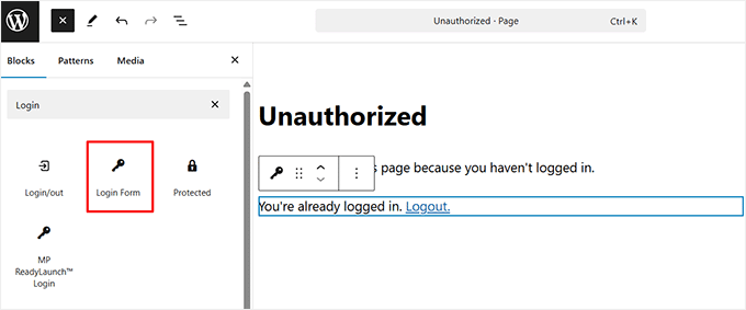 Add login form block 添加登录表单块